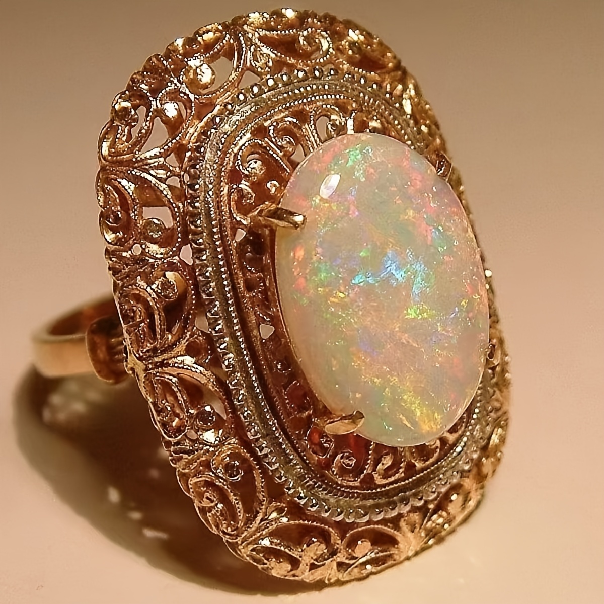 Women's Hollowed-Out Oval Ring, Elegant Minimalist Style